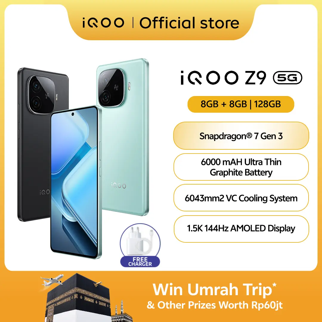 iQOO Z9 5G (8/128) Snapdragon 7 Gen 3, 6000 mAH, 144Hz AMOLED (4500 nits), Sony IMX882