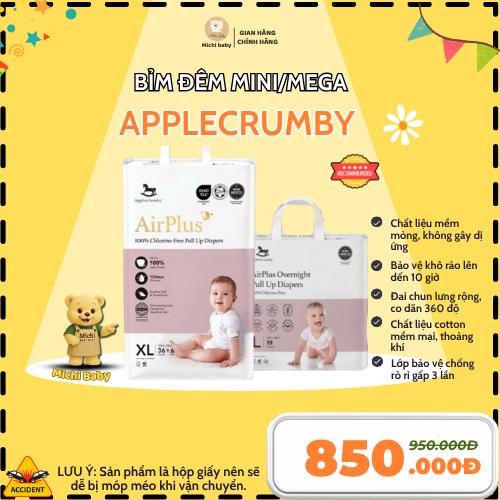 Bỉm Đêm Applecrumby AirPlus Overnᶖght Cho Bé NB/S/M/L/XL/XXL, tã bỉm siêu thấm hút- Michi Baby MC580