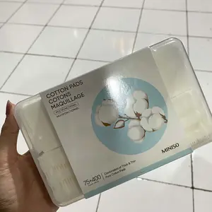 MINISO Facial Cotton Pads 75pcs Tebal + 400pcs Tipis Kapas Pembersih Makeup Make Up Bantalan Kapas Kotak Kapas Pembersih Wajah Kapas Kecantikan