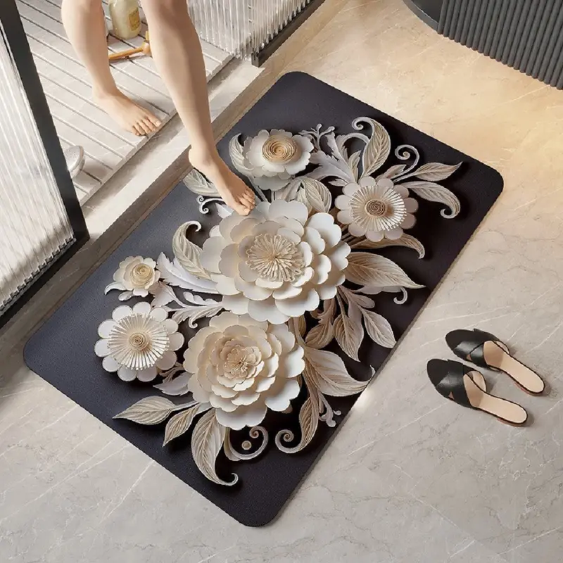 Radeva Gallery - Keset Lantai/Keset Kaki Anti Slip Ukuran 40x60CM Motif Bunga Motif Lucu Kekinian Karpet 1