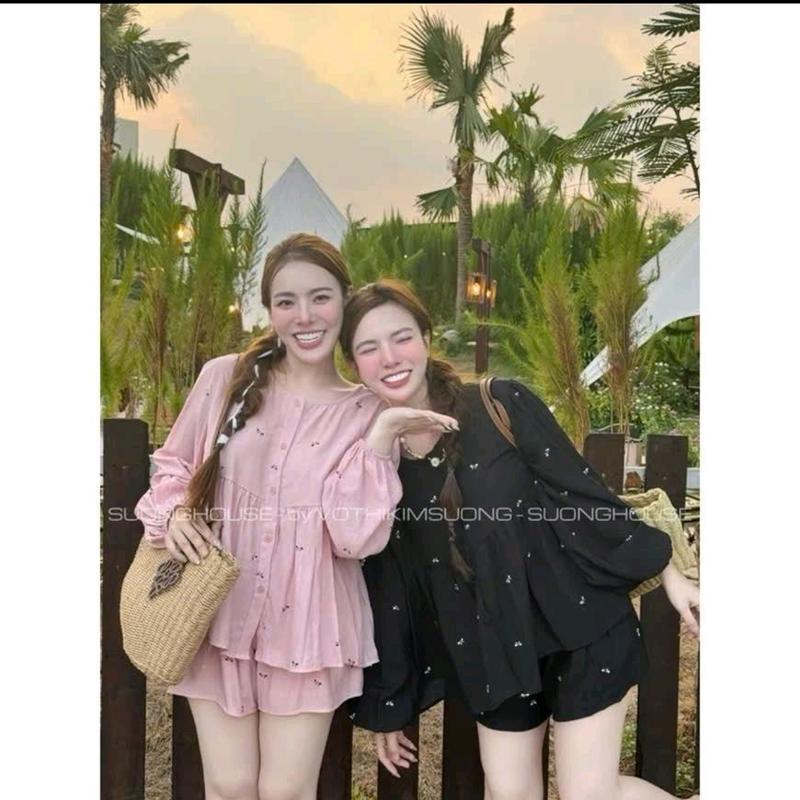 ( Có Bigsize ) Set Bộ Nữ Babydoll Nơ Nhí + Quần Đùi top Women