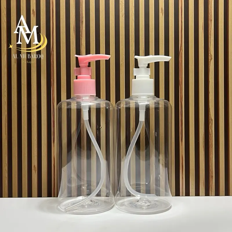 Botol Pump 500ml Bening N24/Botol Pump 500ml Bening Pet Tutup Pump Clip Varian Warna