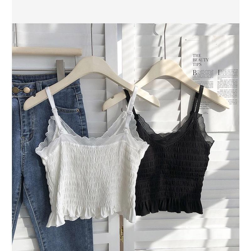 Tanktop import Wanita kamisol padded hiasan renda cantik bh pakaian dalam fashion 1076 8