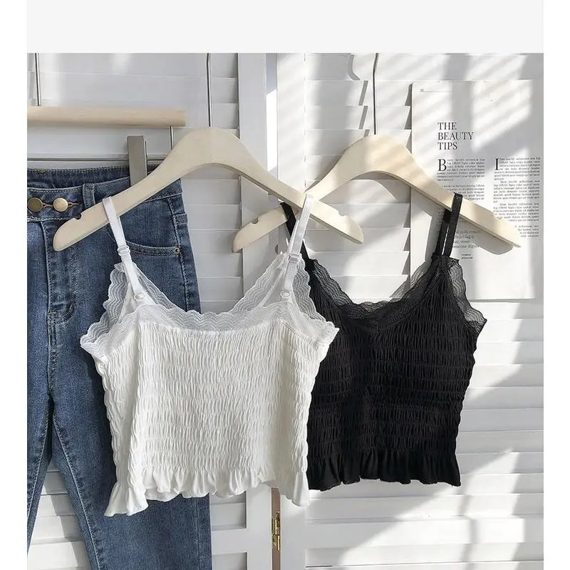 Tanktop import Wanita kamisol padded hiasan renda cantik bh pakaian dalam fashion 1076 8