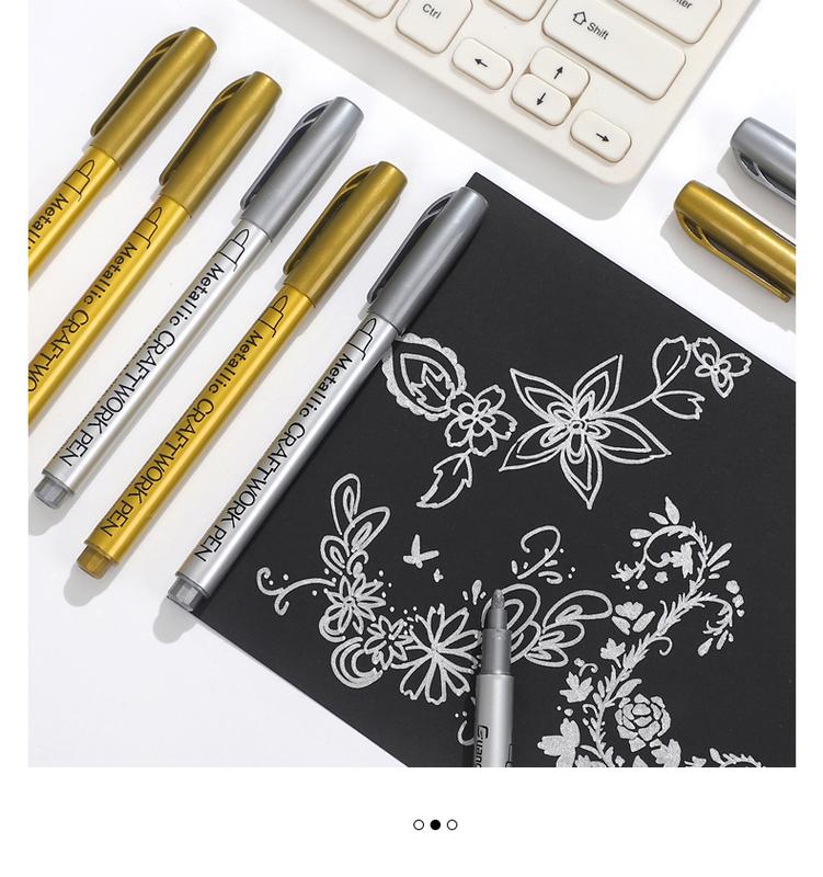Product Introduction of JIANWU 4Pcs/Set Gold Silver Metallic Color Paintbrush Pen Student Drawing Highlighter Markers Writing School Supplies Stationery 13