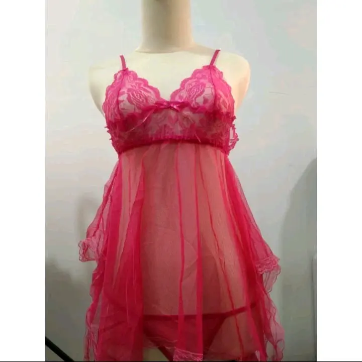 Lingerie renda bahu tali bisa diatur tali kecil lace transparan Leher V neck Lembut Nyaman Pendek