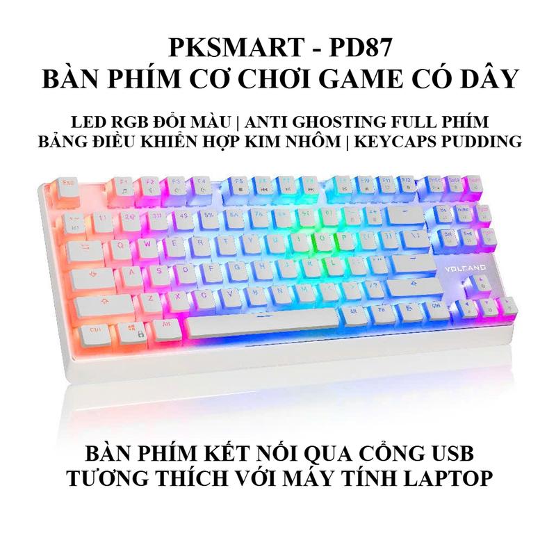 PKSMART x PD87 - Bàn Phím Cơ TKL Chơi Game Có Dây - Anti Ghosting Full Phím - LED RGB Đổi Màu - Bảng Điều Khiển Hợp Kim Nhôm - Switch Otemu 50 Triệu Lượt Nhấn