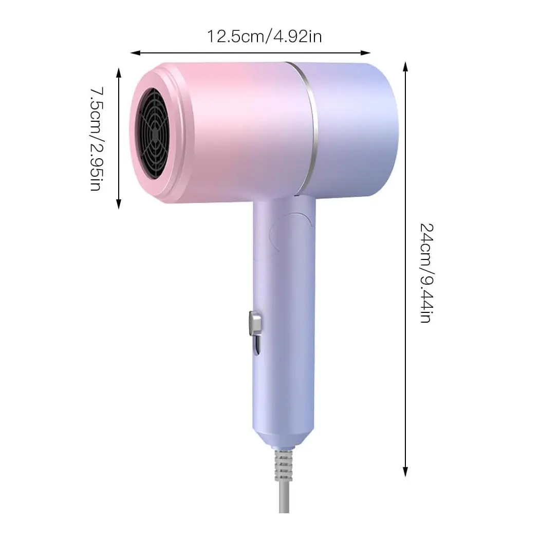 Hair Dryer Foldable, Fast Drying Ionic Hairdryers, Silent Hair Dryers, Foldable Travel Hair Dryer, Ionic Hairdryer Lightweight with Hot/Cold Button, Nozzle for Traveling, Home, Salon