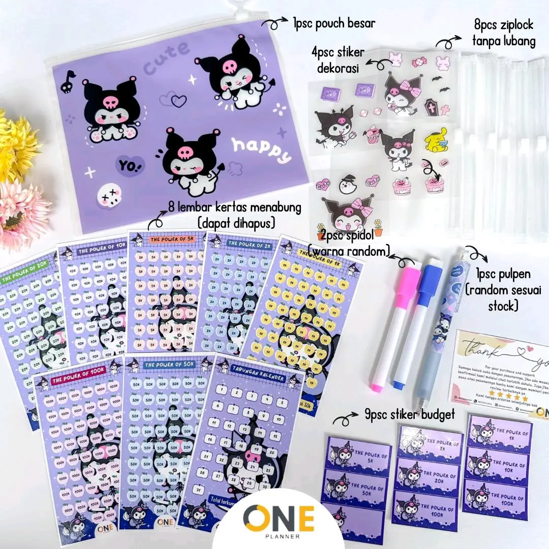 POUCH SANRIO LABUBU PREMIUM (kertas dapat dihapus) MENGATUR KEUANGAN