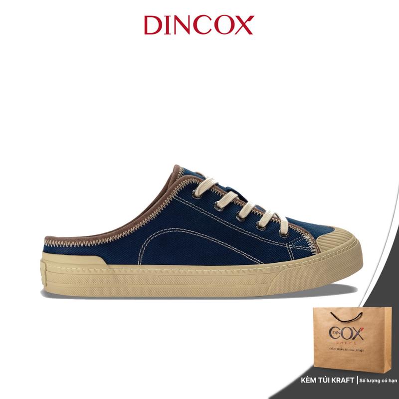 Giày Sục Đế Bằng Nam Nữ Vải Canvas Đạp Gót E10 Dark Navy Dincox Shoes DéP