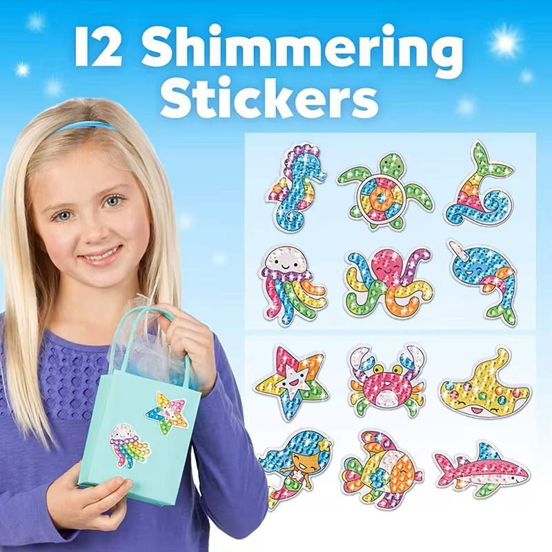 12 Create Big Gem Diamond Painting Sticker Kit Art Craft Girls Boys Unicorn Animal Sealife Magical Mosaic Dot Sticky Toys Gifts 3