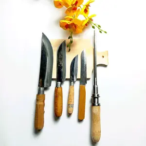 Paket Set Pisau Dapur 4 Pisau 1 Asahan Bonus Talenan Kayu kitchenware Stik