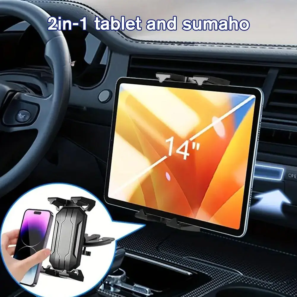 Pemegang Tablet, Universal, Pendakap Tablet Slot CD Kereta, Pelekap Telefon Bimbit, Pemegang Telefon Slot CD, Pendirian Pemegang Kereta