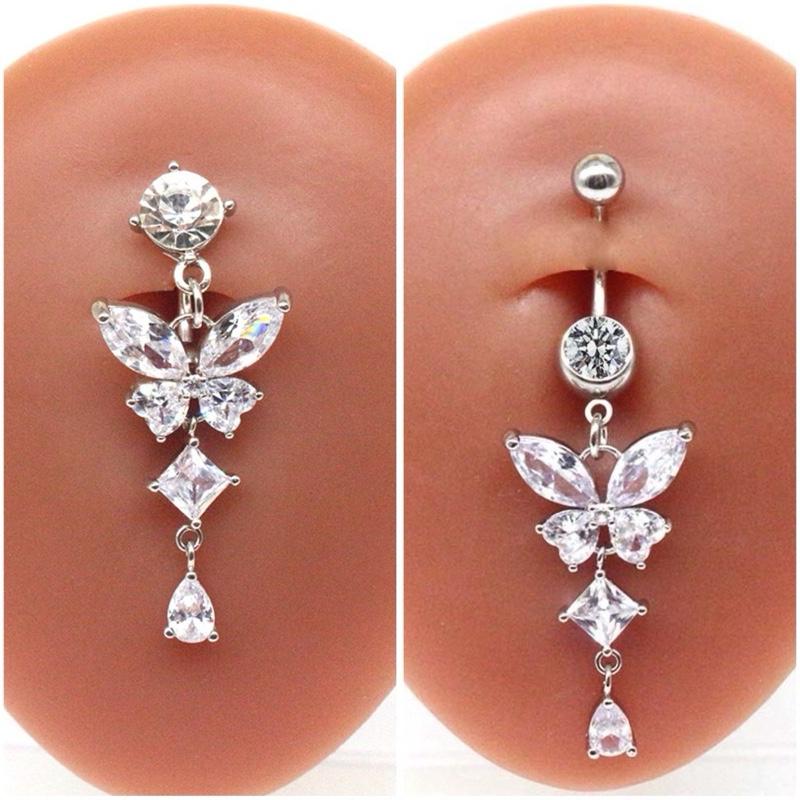  Khuyên rốn bướm to đeo ngược thân 6mm 8mm 10mm 12mm 