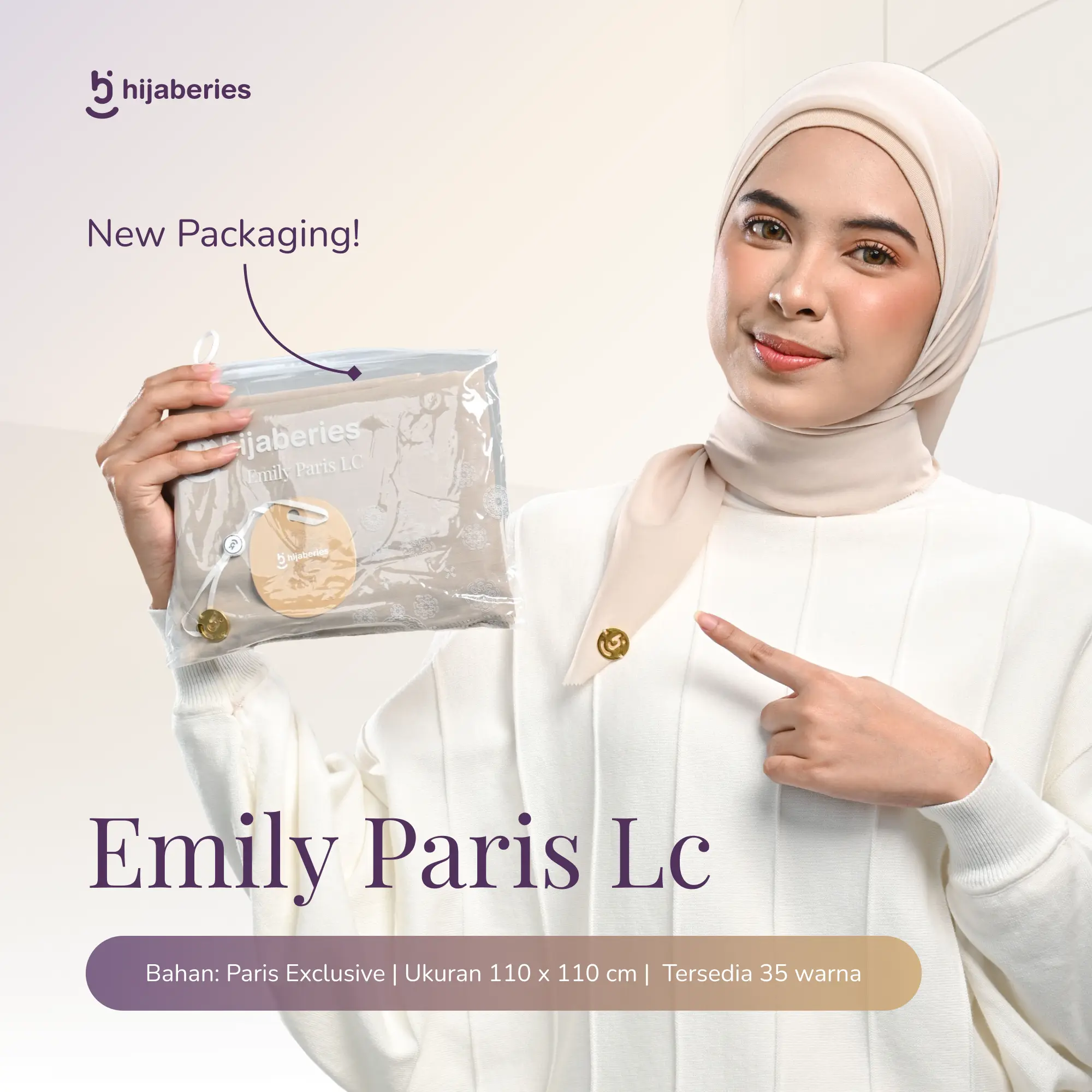 [Grosir/10pcs] Emily Paris LC Pouch  Hijaberies - Paket Usaha Kerudung Hijab Segiempat Polos Hijaberies Pouch Square Muslim