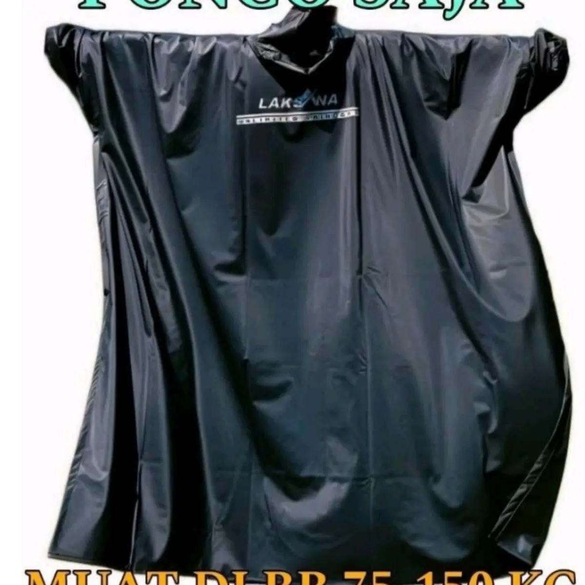 Jas Hujan Ponco Kelelawar Size Jumbo Muat BB 75 - 150 Kg Pria Wanita Bahan PVC 025 Tebal Elastis Mantel Hijau