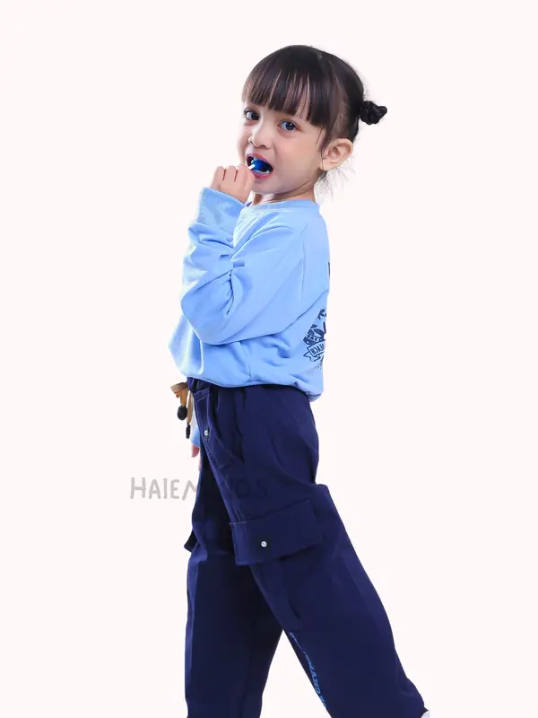 Set Sweater Oversize Anak Perempuan 4-13 Tahun Fashion Baju Anak Cewek Celana Cargo Serut | SOC | AI 1217 1