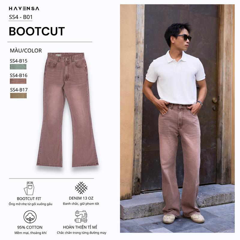 Quần Jean Nam Bootcut Ống Loe Nhẹ Chất Liệu Denim Cao cấp Form Tôn Dáng