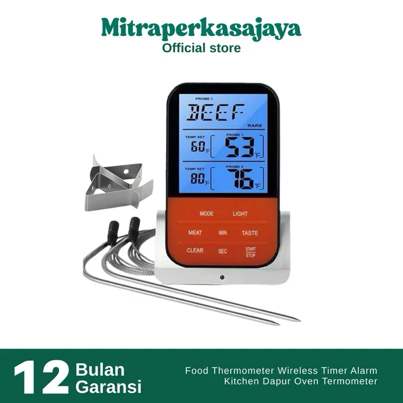 Food Thermometer Wireless Timer Alarm Kitchen Dapur Oven Termometer