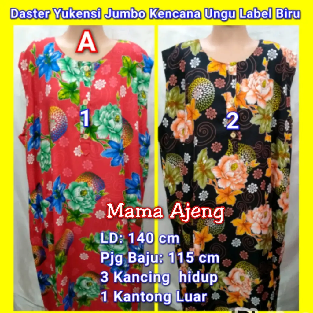 Daster Batik Kencana Ungu Label Biru Yukensi tipe 32 Katun Bunga Santai