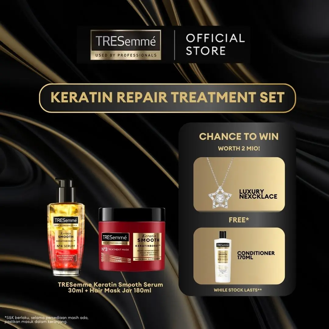 [KESEMPATAN MENANG - LUXURY NECKLACE] TRESemme Keratin Smooth Hair Mask Jar 180ml + Keratin Smooth Serum