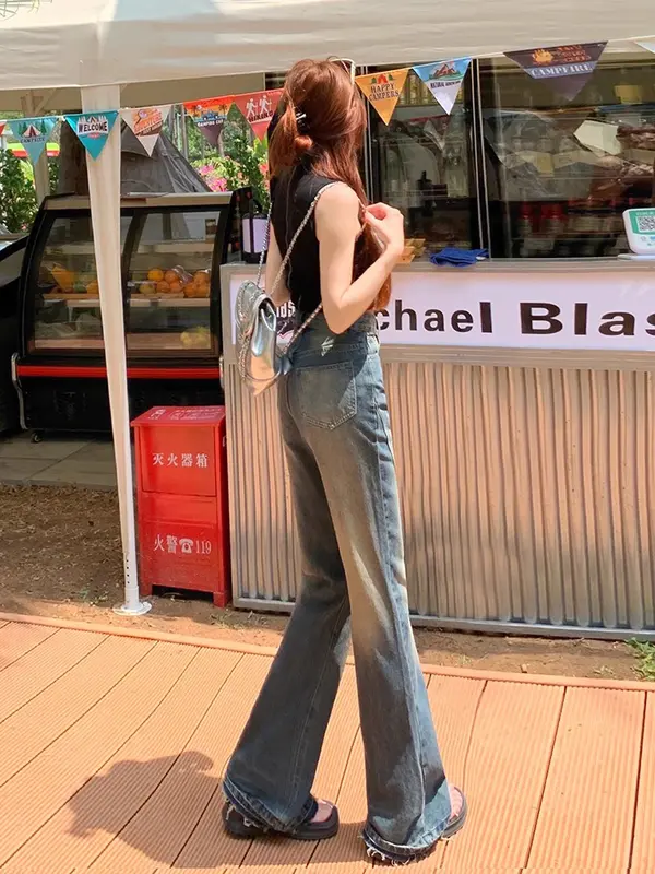 Celana Jeans Wanita Highwaist Cutbray Jumbo Baggy Pants  Biru - Panjang wide leg jeans high  waist loose jeans  cutbray flare jeans gombrong retro denim outfit 2025 cut bray 001 5