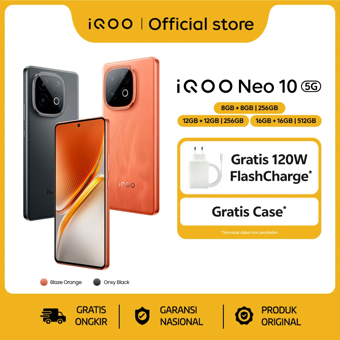vivo iQOO Neo 10, 1st Snapdragon 8s Gen 4 + Q1 (Dual Chipset), 7K VC Cooling System, 7000 mAH + 120 watt, 144Hz AMOLED, 50MP Sony IMX OIS + 8MP wide Angle