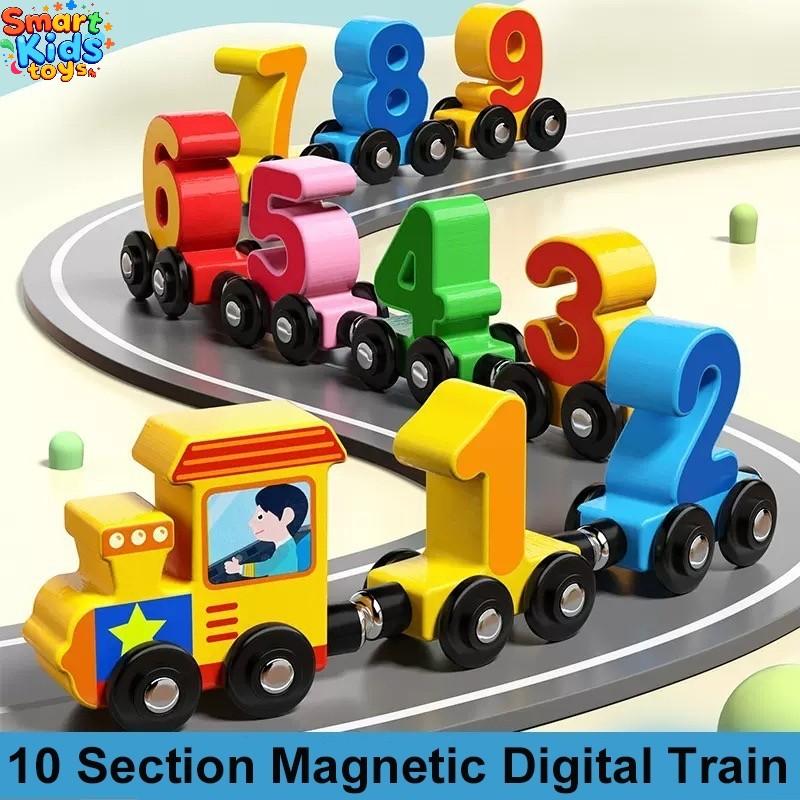 Aazon.co: Wondertoys 16 Piece agnetic Wooden Train Set for Toddlers...