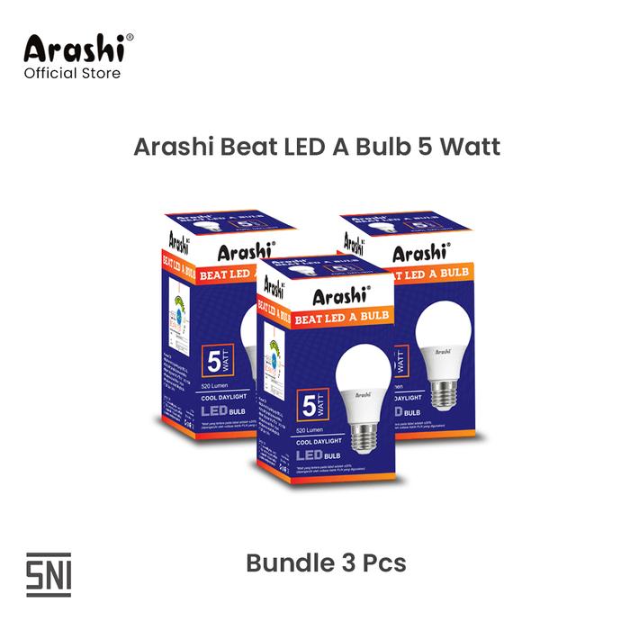 Gambar Arashi Lampu Bohlam LED Beat A Bulb 5W Cahaya Putih Paket isi 3pcs dari Arashi asia Kab. Tangerang Tokopedia