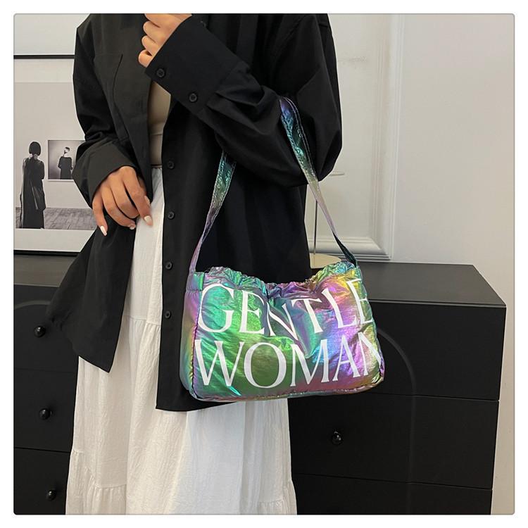 Product Introduction of Gentlewoman New Polyester Drawstring puffy Dumpling Bag Magnetic Buckle Closure in 4 Colors Gold Green Pink Rose Red Bag for women  tote bag or sling bag  2 Usage Directions 4