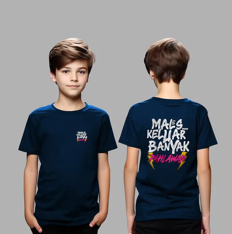 Kaos Anak Kata Kata MALES KELUAR Sablon Depan Belakang 6