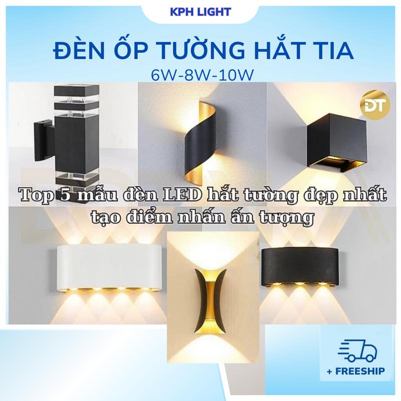 ( Loại cao cấp ) Đèn hắt tường 2 đầu trang trí gắn mặt tiền,treo tường cầu thang ban công , điện 220v ( bảo hành 2 năm)