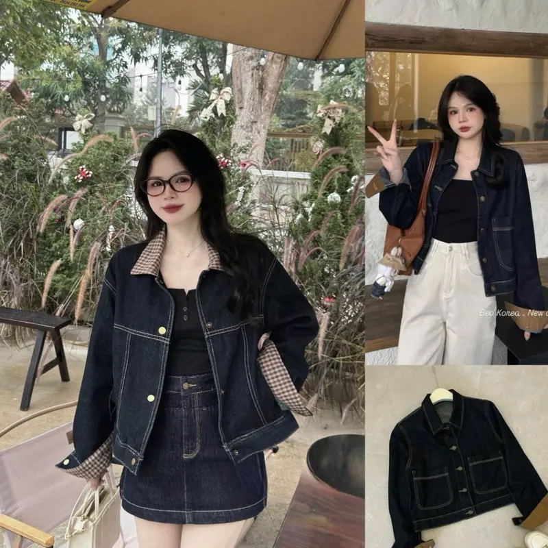 ANTAY-Áo khoác Jean Full mẫu xanh than denim/ nhạt Retro dáng lỡ Siêu đẹp #J8039