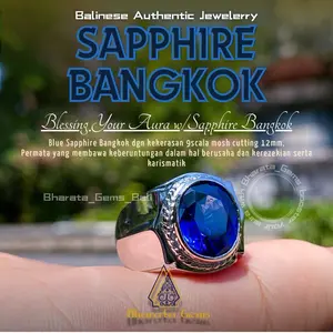 BLUE SAPPHIRE BANGKOK - Booster Karismatik Aura - w/Titanium Silver Premium - (Lab Created)
