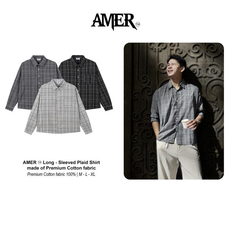 Áo Sơ Mi Nam Nữ Dài Tay Form Boxy Fit Kẻ Plaid Local Brand AMER vải Cotton Mỏng Nhẹ Cao Cấp - AM08