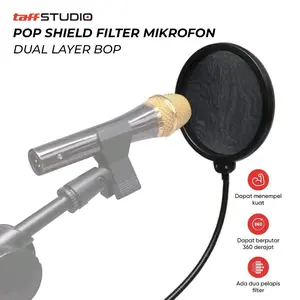 TERMURAH TaffSTUDIO Pop Shield Filter Mikrofon Dual Layer BOP - MPF-6 - Black pop filter penyaring suara