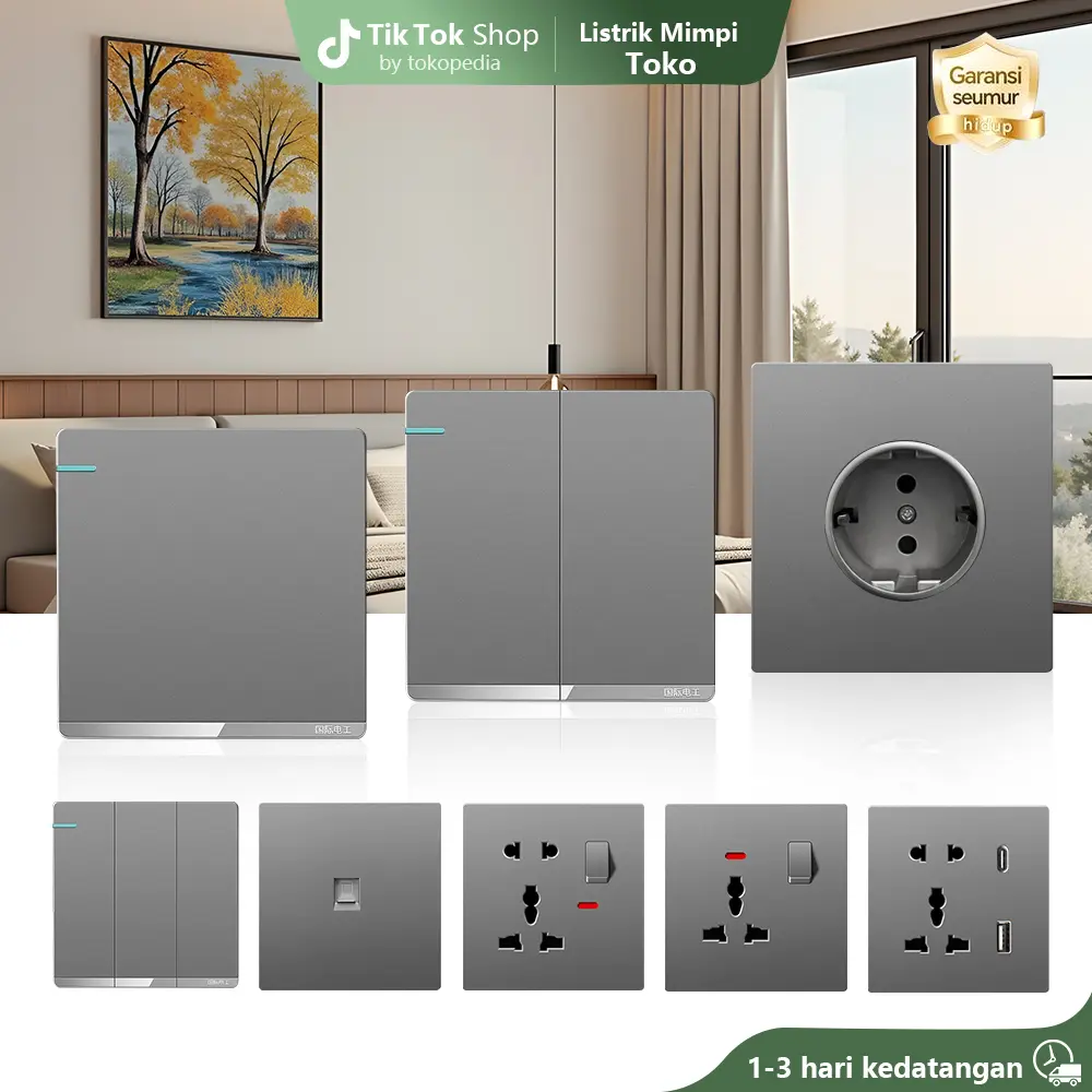 Saklar Lampu Dinding Tipe 86 Lampu Modern Universal Soket Titik Colokan dengan USB Outlet Elektrik Kotak Tembaga Rumah Mewah Abu Emas Sikat Standard Hotel Eropa Saklar Lampu Dinding Tipe 86 Lampu Modern Universal Soket Titik Colokan dengan USB Outlet Elektrik Kotak Tembaga Rumah Mewah Abu Emas Sikat Standard Hotel Eropa