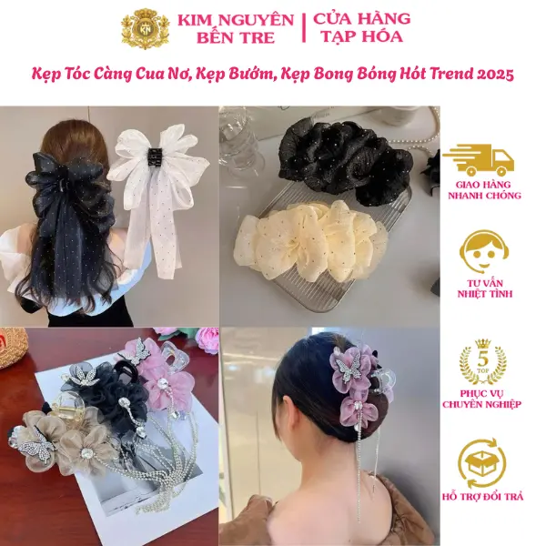 Kẹp Tóc Càng Cua Nơ, Kẹp Bướm, Kẹp Bong Bóng Hót Trend 2025