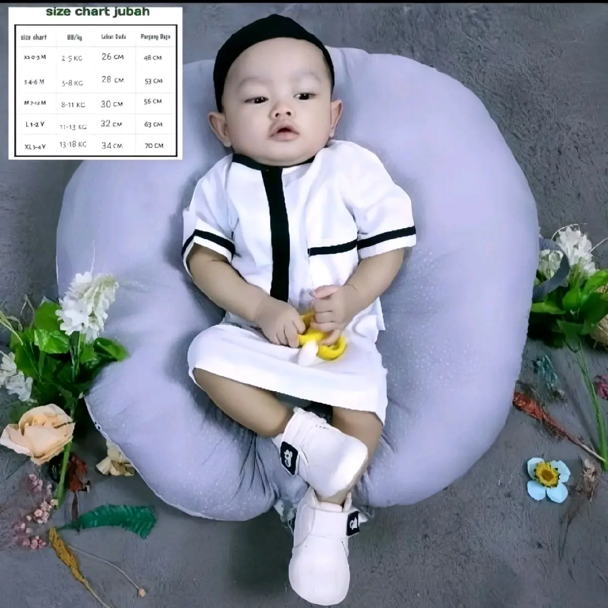 baju gamis jubah koko bayi anak laki-laki usia 0-4 tahun free peci rajut dan tasbih kayu Kancing Katun Toyobo Lembut Muslim Panjang Cowok 5-6 tahun zigzag hijau top brookhaven outfit