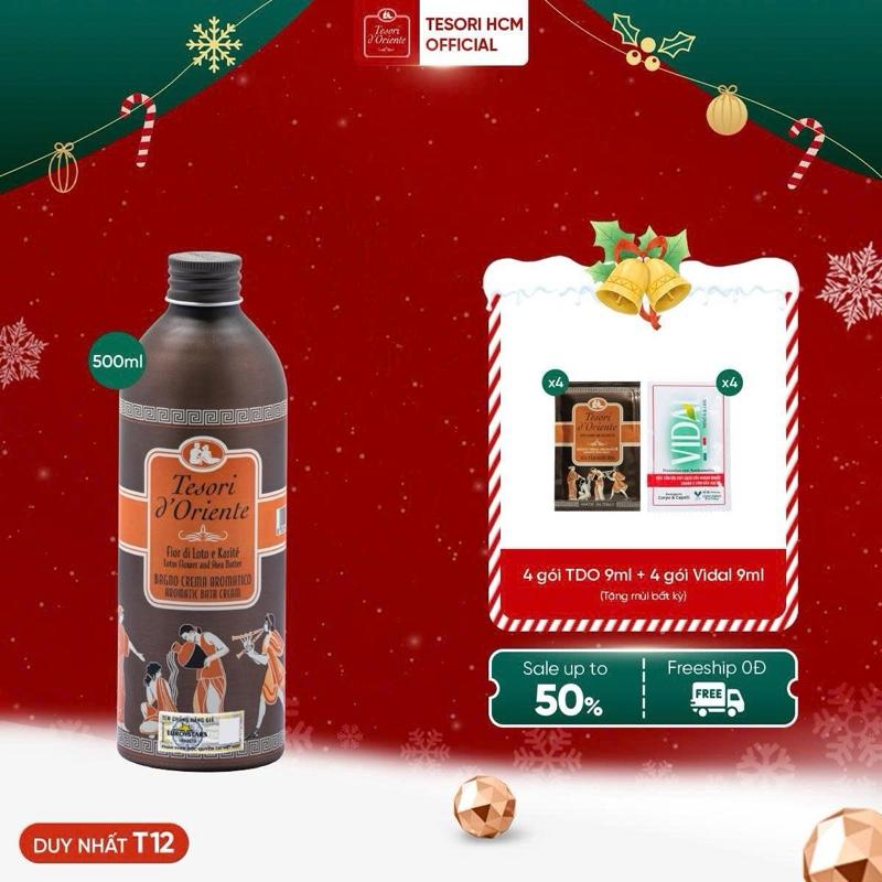 Sữa Tắm Nước Hoa 500ml & 250ml và Kem Dưỡng Thể 300gr Tesori d'Oriente Hoa Sen chính hãng Ý 