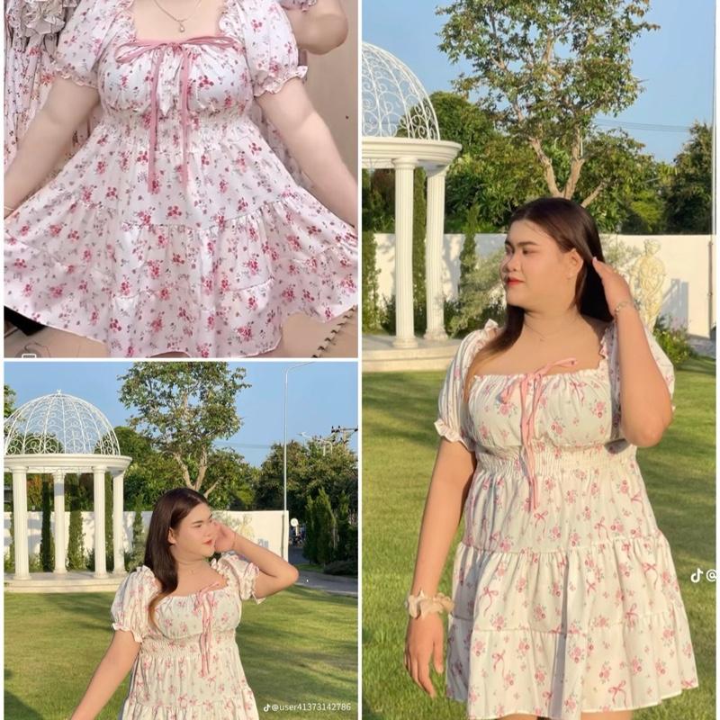 Bigsize 60-140kg đầm hoa nhí xoè cúp ngực from xinh