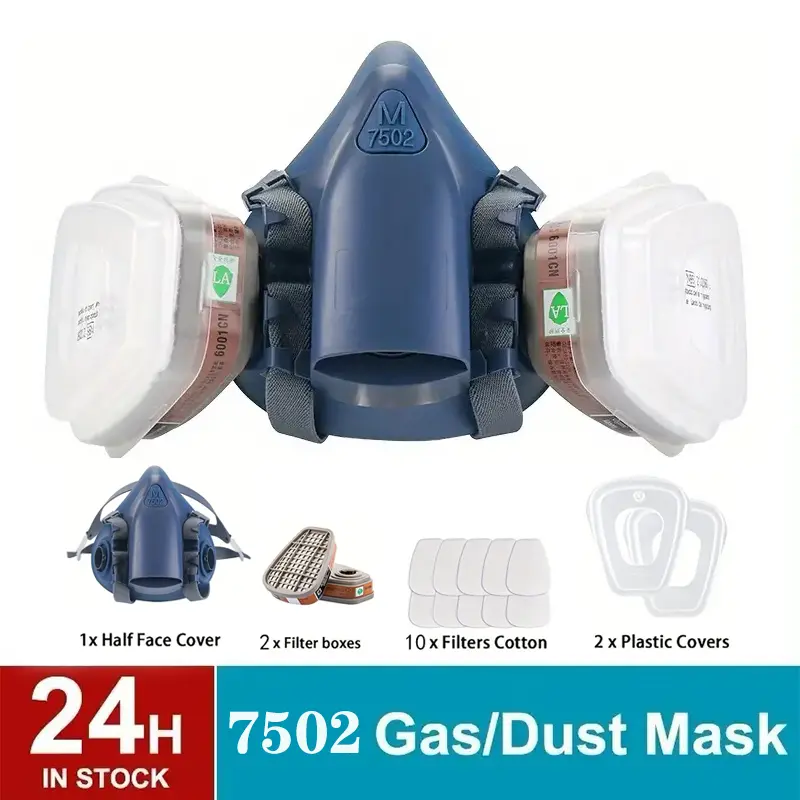 1pc 7502 Respirator Mask With Filters, Dust-proof Anti-virus Mask, Anti-spray Paint Chemical Pesticide Decoration Toxic Gas, Formaldehyde Dust Activated Carbon, Protective Mask