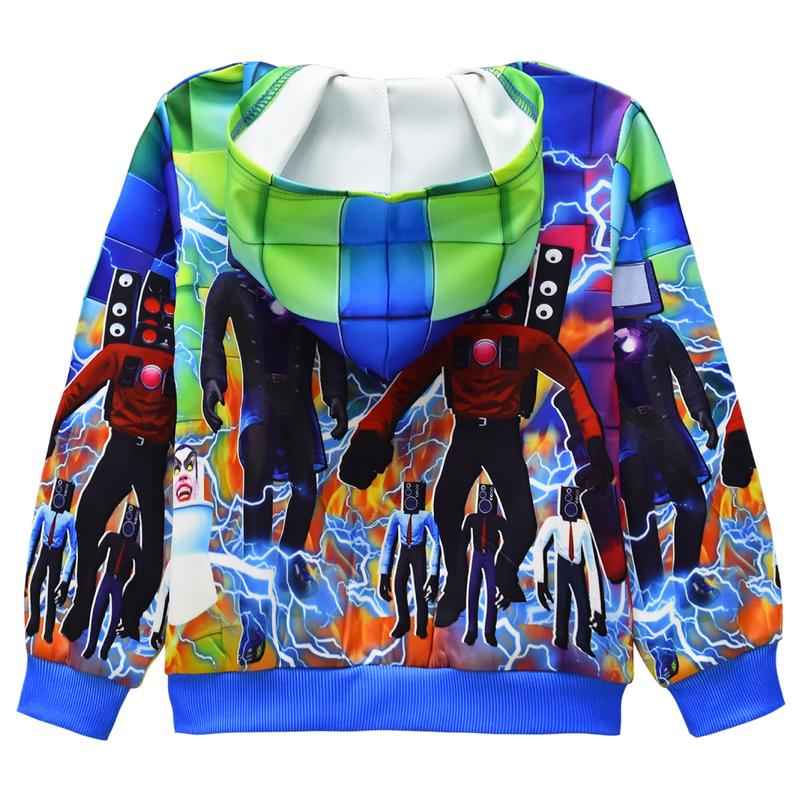 Product Introduction of Kids Skibidi Toilet Clothes Boys Jackets Children Hooded Zipper Casual Print Coat 2
