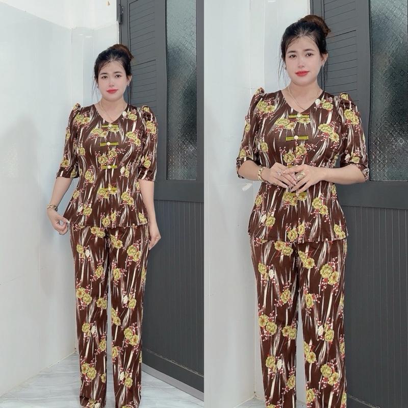 BỘ BÀ BA ỐNG RỘNG THUN ATI SIZE 48-85KG Women - Đồ bộ Tâm Đan - Đồ bộ thu đẹp - Top Áo Nhung Polo Ong dobo choba