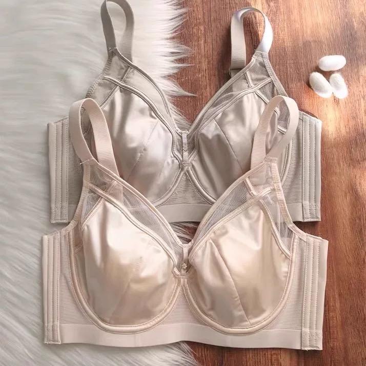   3330  Áo Lót Lụa Vip Satin Ko Mút Có Gọng Cup C D Bản To Định Hình Nâng Tròn V1 Gom V1 Tạo Khe Chống Chảy Sệ   Có Kèm Dây Tạo Kiểu  