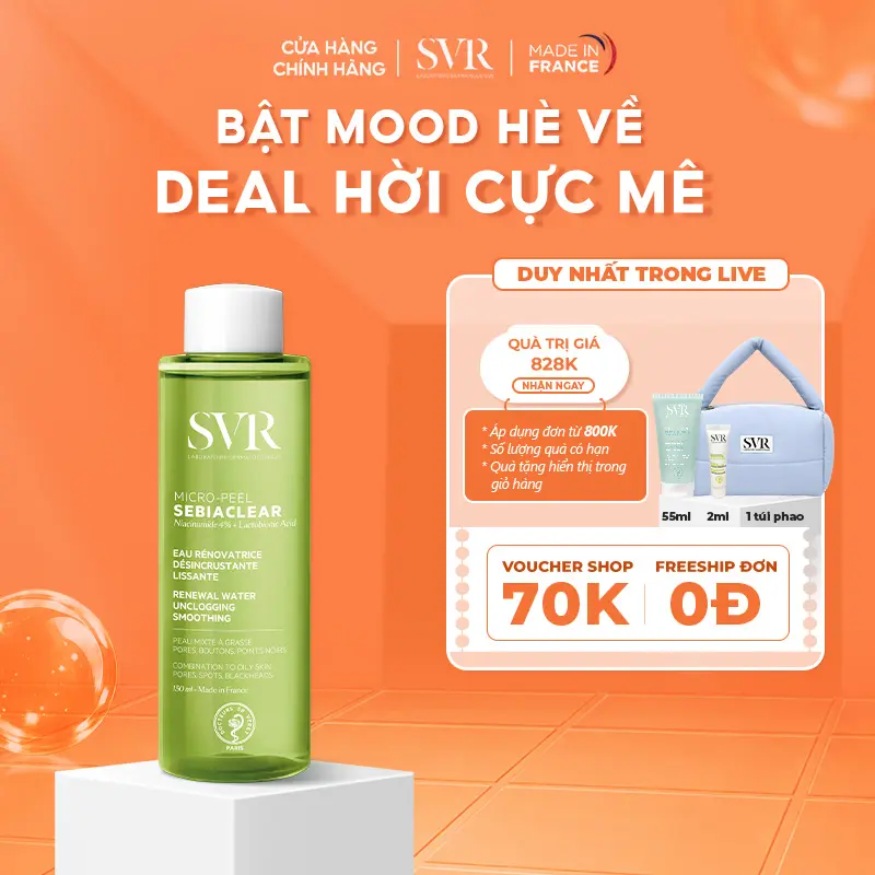 Dung Dịch Giúp Làm Sạch Tế Bào Da Chết Thông Thoáng Lỗ Chân Lông Dành Cho Da Dầu Mụn SVR Sebiaclear Micro-Peel 150ml