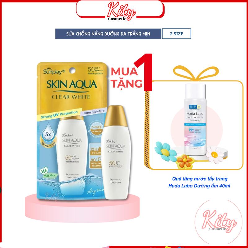 Sữa Chống Nắng Nắp Vàng Dưỡng Da Trắng Mịn Sunplay Skin Aqua Clear White SPF50+ PA++++ 55g