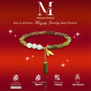 Mazzny  Gelang Giok Gaya China retro Serbaguna Untuk Wanita Gelang Bambu Green mode Lembah  Wanita Hadiah Teman Gelang yang beruntung Free Gift Box