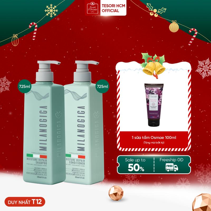 TẶNG 1 TUÝP OSMAÉ 100ML Combo Dầu Gội & Xả hương nước hoa Milanogica 725ml Phục hồi hư tổn Trị gàu sạch ngứa da đầu