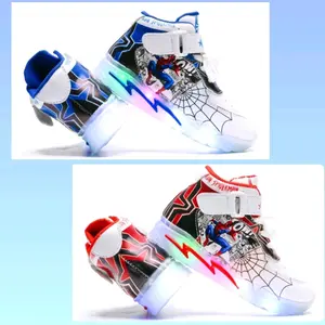 LOKAL FASHION! sepatu Boots Spiderman LED Anak Laki-Laki Keren 3-7 Tahun/ Sepatu Boot Tali Spider Lampu Nyala Anak Cowok OOTD Modis/ Sepatu Kets Sneakers Casual Sport Anak Cowok Spider Man Jaring AR/ Sepatu Sekolah Anak TK SD Boot Biru Merah Fashion Korea